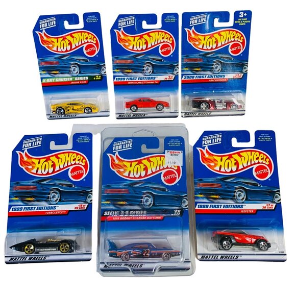 Hot Wheels Lot of 6 Die Cast Jeepster Monte Carlo Jaguar First Editions and More - Picture 1 of 15